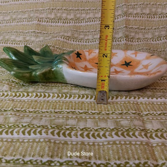 8-inch Ceramic Pineapple Shaped Trinket - Candy - Spoon Holder- Fruit Dish - Picture 6 of 6